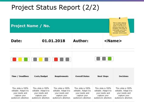 Project Status Report Ppt Background Template Powerpoint Presentation