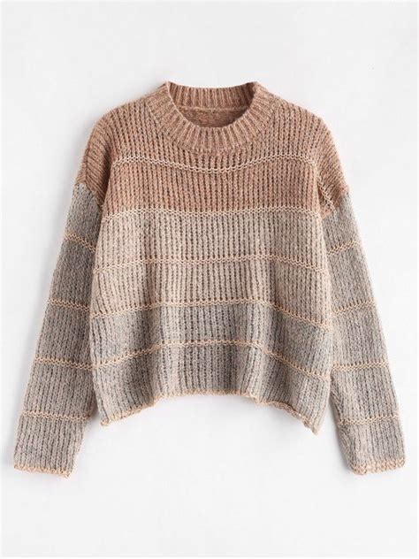 Cropped Chunky Knit Sweater Multi One Size Sweaters Women Fashion