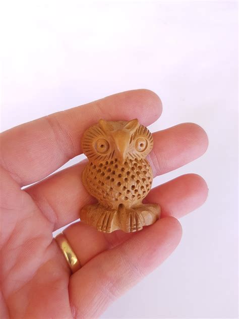 Small Wood Carving Owl Carved Wood Owl Figurine Owl Mini Etsy