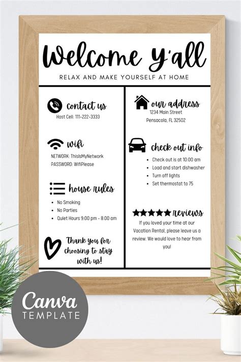 Airbnb Welcome Yall Sign Vacation Rental Printable Etsy Sign