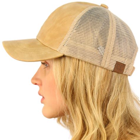 c c cc everyday mesh trucker faux leather plain blank baseball cap hat solid