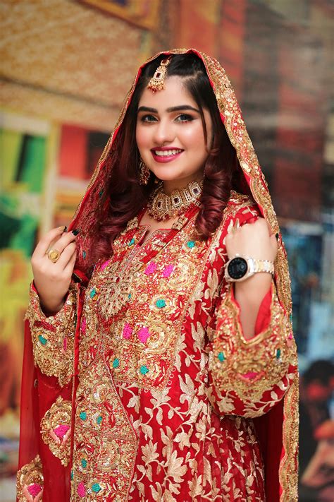Red Bridal Balochi Hand Work Pakistani Wedding Dress Meerdeal