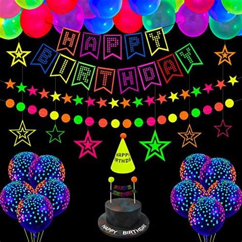Buy 53 Pieces Glow Neon Birthday Party Supplies Neon Balloons Glow