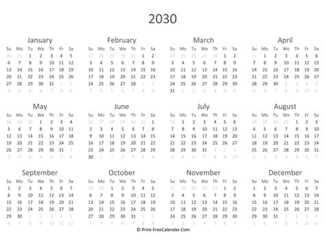 February 2030 Blank Monthly Calendar