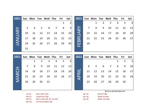 2021 Four Month Calendar With Pakistan Holidays Free Printable Templates