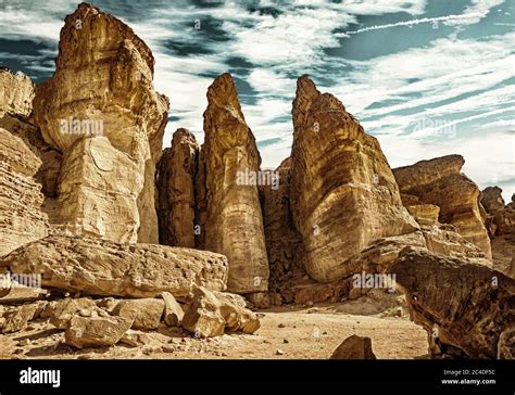 The Solomons Pillars Geological Attraction In Timna Park Near To Eilat