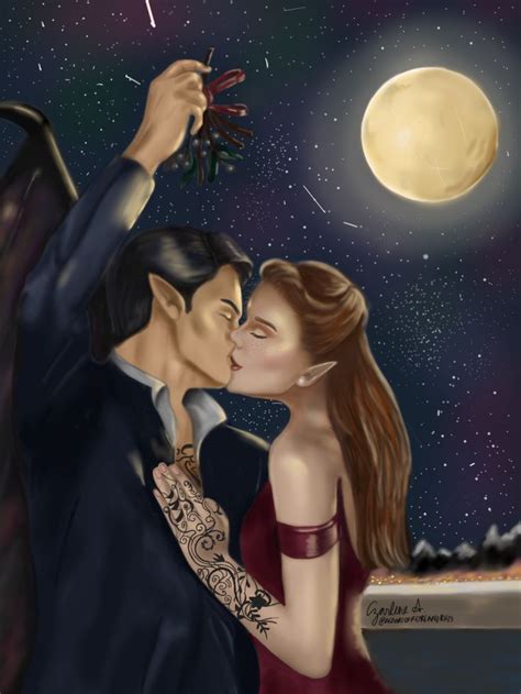 Feyre And Rhysand Kissing Under A Mistletoe By Czarlene A IG