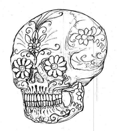 Skull pattern coloring page for adults. Printable Skull Adult Coloring Pages - Coloring Home