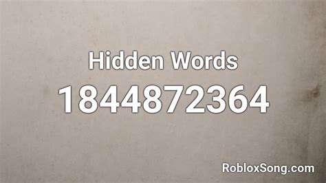 Hidden Words Roblox Id Roblox Music Codes