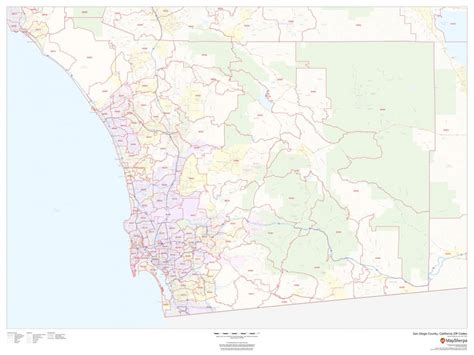 San Diego County Zip Code Map California