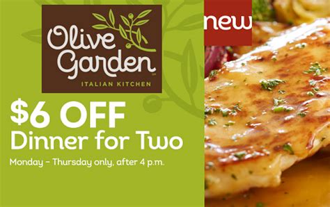 Enjoy your shopping to get big savings with olive garden coupons: Olive Garden : $6.00 Off Dinner for Two (or $3 Off One)
