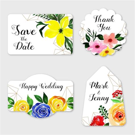 Premium Vector Watercolor Floral Wedding Label Collection