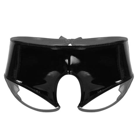 Faux Leather Open Crotch Panties Sissy Panty Shop