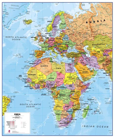 Europe Middle East Africa Emea Political Map