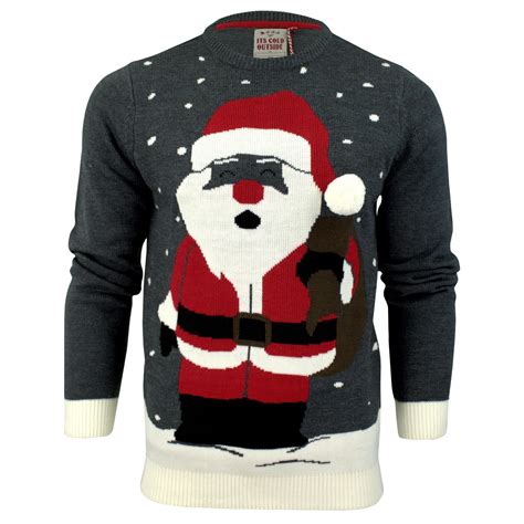 Mens Xmas Christmas Jumper Novelty Threadbare 3d Santa Elf Crew Neck Sweater Ebay