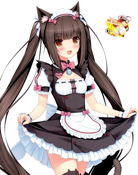chocola render maid nekomimi anime png image without background