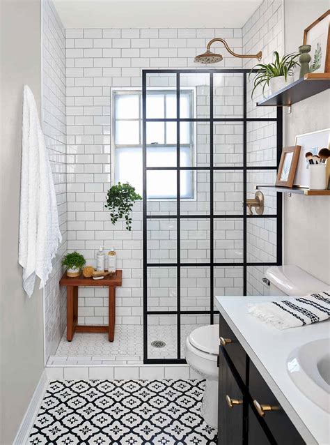 The shower tile job uses a custom hexagon mosaic set in an acrylic surround. DIY Bathroom Remodel Ideas - Easy Transformation