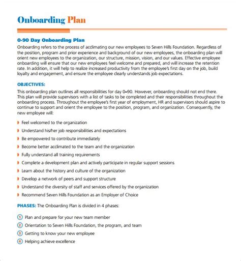Onboarding 30 60 90 Day Plan 18 Examples Format Pdf