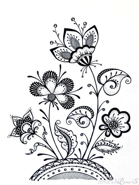 Zentangle Tangle Flowers Rabiscos De Flores Livros De Colorir Para