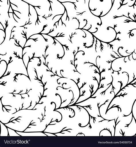 Plant With Branches And Foliage Seamless Pattern Vector Image