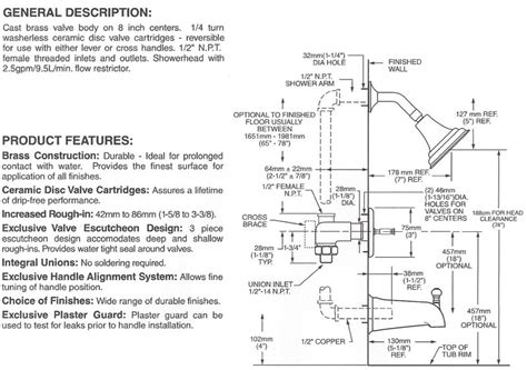 .valve shower faucet diverter control valve wall mounted mixer valve for spout shower head. American Standard 2 handle faucet HAMPTON model with rough ...