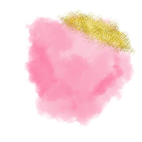 Watercolor Pink Cloud With Gold Glitter Watercolor Pink Cloud Gold