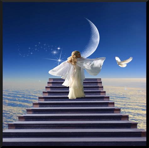 Wallpapers Blue Sky Peace Angel Clouds Dove Heaven Moon Stairway