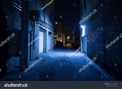 Dark Eerie Urban City Alley Night Stock Photo 1075468043 Shutterstock