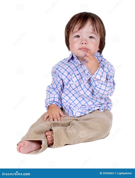 Cute Young Boy Stock Image Image Of Seated Toddler Clothes 3203603