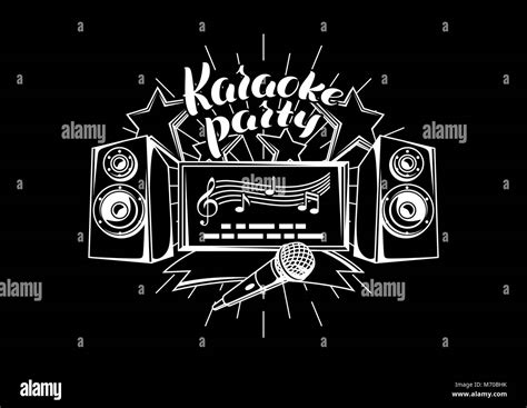 Karaoke Party Design Music Event Background Illustration In Retro