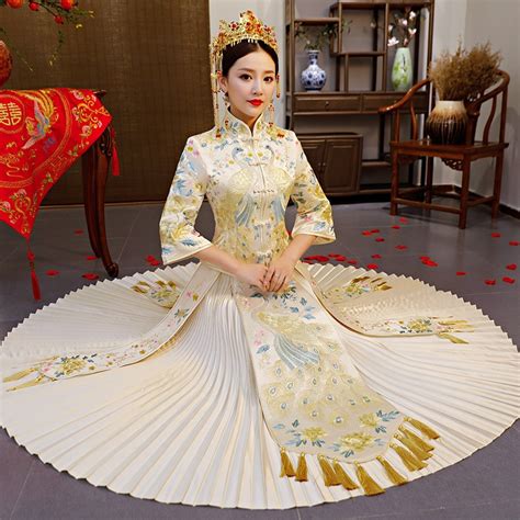 Vintage Chinese Style Formal Dress Royal Phoenix Wedding Cheongsam