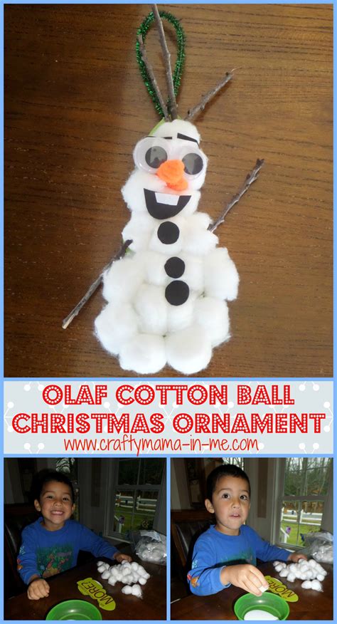 Cute And Easy Diy Olaf Cotton Ball Christmas Ornament Crafty Mama In