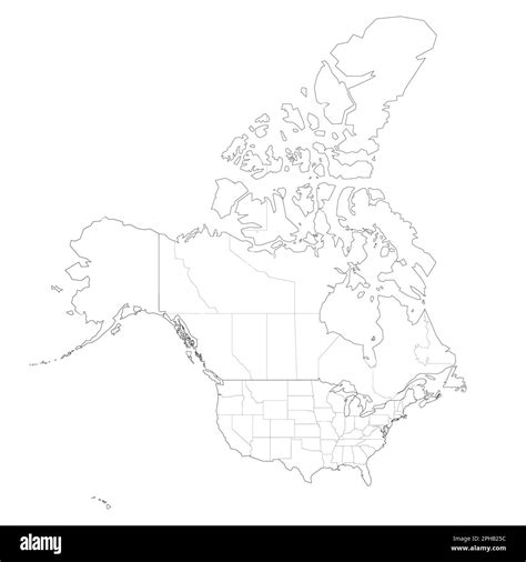 Estados Unidos Y Canad Mapa Pol Tico De Las Divisiones Administrativas