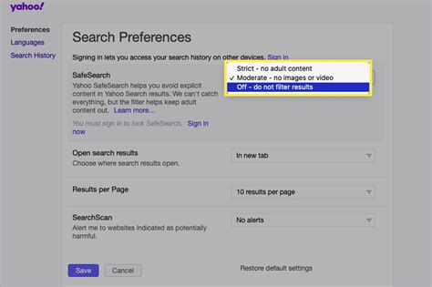 safe search settings