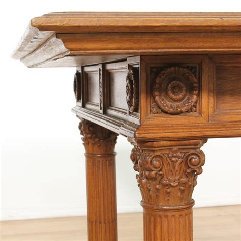 Carved Cherry Fluted Column Leg Dining Table Loveseat Vintage