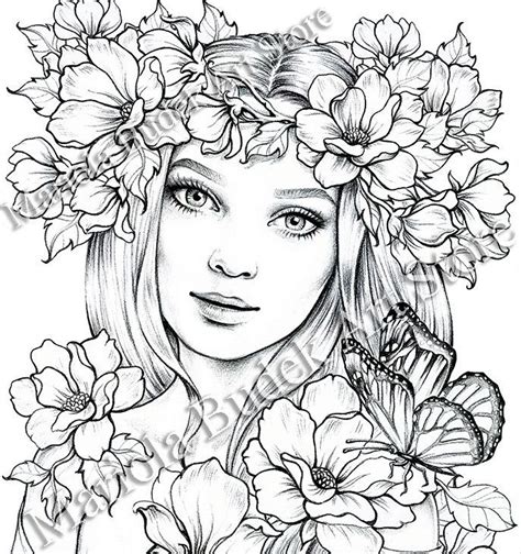 Crayola color sheets printables ~ crayola offers dozens of free printable coloring sheets. Lady Spring | Mariola Budek - Premium Coloring Page ...