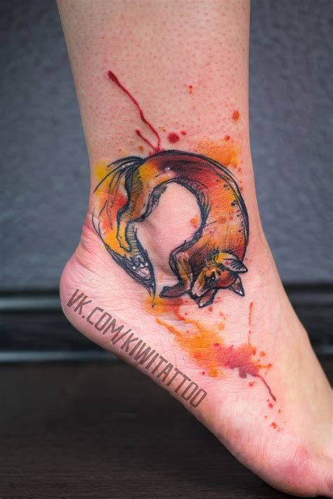 Also, we have our 35. Fox, watercolor tattoo by Kiwitattoo : Best_tattoos