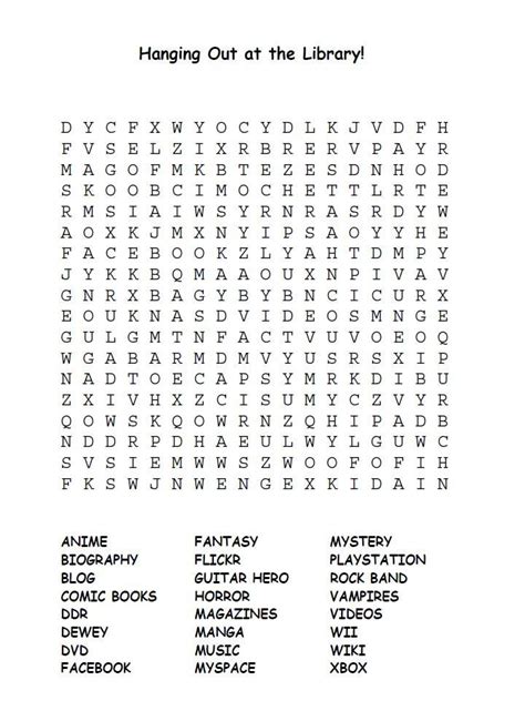 Library Crossword Worksheets - Tuts Guarantee