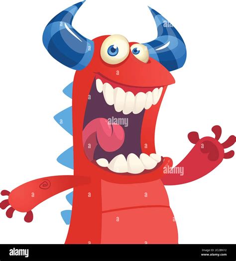 Cartoon Portrait Of Yelling Red Monster Dragon Halloween Vector