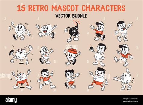 Vintage Mascot Funny Cartoon Characters Retro Cartoon Stickers Comic