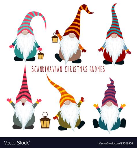 Christmas Gnomes Collection Royalty Free Vector Image