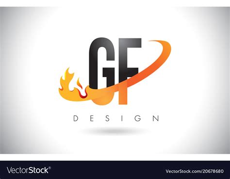 Gf G F Letter Logo With Fire Flames Design And Vector Image