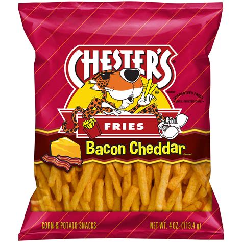 Chesters Fries Bacon Cheddar Flavored Corn And Potato Snacks 4 Oz Bag