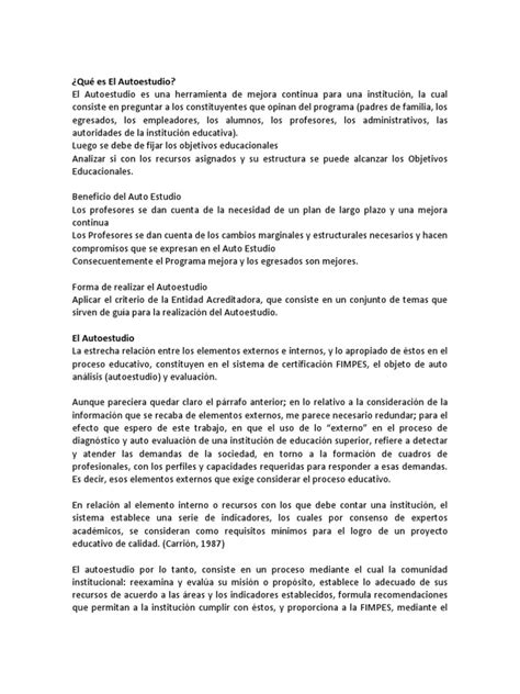 Qué es El Autoestudio | Maestros | Información