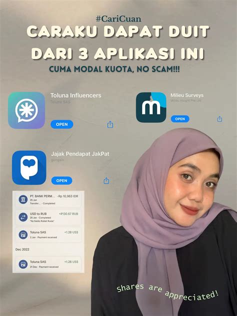 3 Aplikasi Penghasil Duit Jajan?! | Galeri diposting oleh nirmala | Lemon8