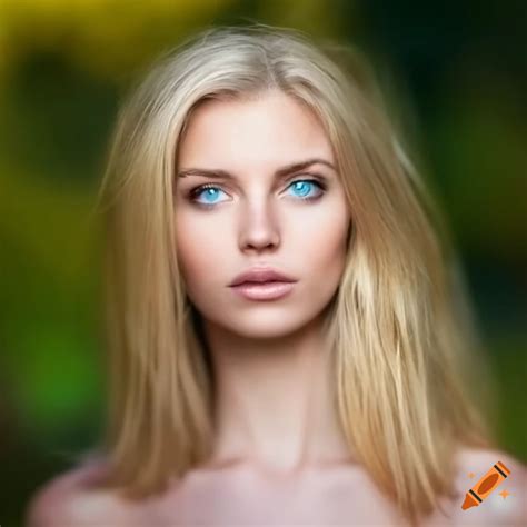 Beautiful Blonde Woman With Blue Eyes