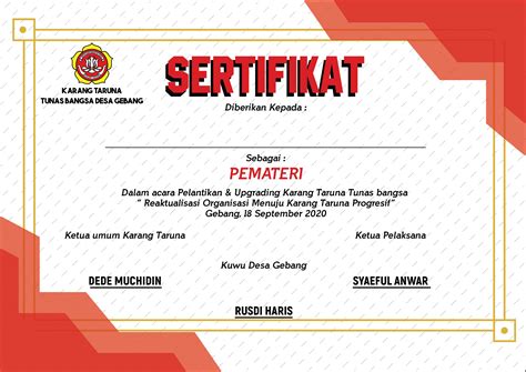 Sertifikat Untuk Pemateri Beinyu