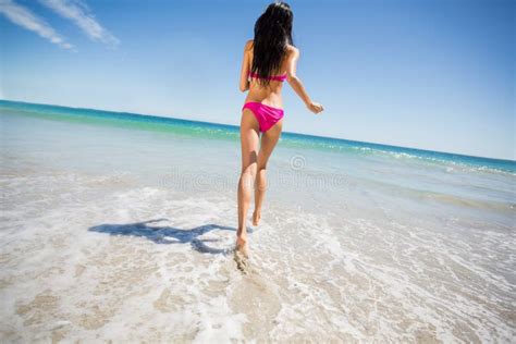 Attractive Woman Running On Beach Stock Image Image Of Wave Outdoors