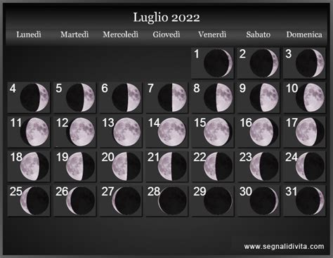 Calendario Lunare 2022 Fasi Lunari Calendario Stampabile