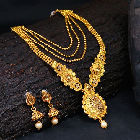 buy sukkhi alloy gold plated australian diamond wedding necklace set